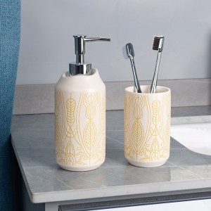 Modern 4-Piece Silk Print Ceramic Bathroom Set