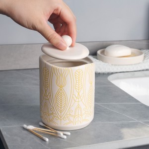 Modern 4-Piece Silk Print Ceramic Bathroom Set
