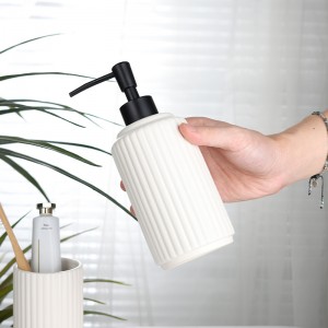 Bathroom Product Modern 5 Piece White Vertical Stripe Simple Ceramic Set Bathroom Accessories