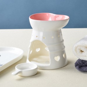 Living Room Office Heart-Shaped Design Ceramic Candles Aroma Scented Essential Oil Aromatherapy Burner