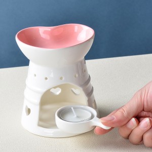 Living Room Office Heart-Shaped Design Ceramic Candles Aroma Scented Essential Oil Aromatherapy Burner