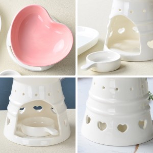 Living Room Office Heart-Shaped Design Ceramic Candles Aroma Scented Essential Oil Aromatherapy Burner