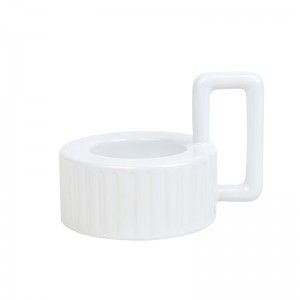 ODM High-Quality Elegant Decorative Ceramic Square Striped Aromatherapy Candle Tray with Handle
