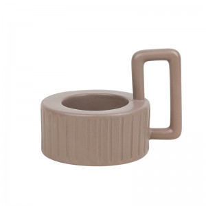 ODM High-Quality Elegant Decorative Ceramic Square Striped Aromatherapy Candle Tray with Handle