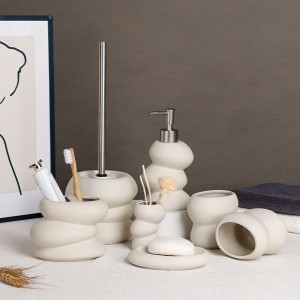 Natural 6-Piece Ceramic Bathroom Accessory Set