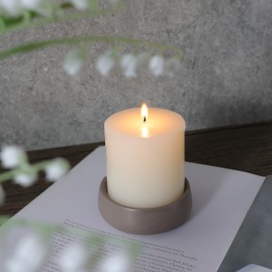 ODM Table High-Quality Ceramic White and Grey Flat Round Candle Holder