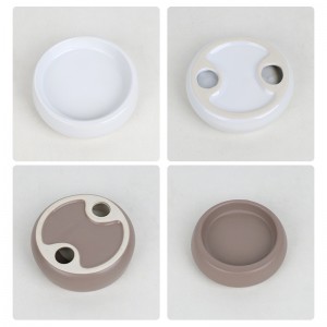 ODM Table High-Quality Ceramic White and Grey Flat Round Candle Holder