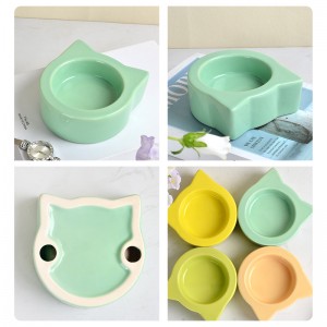 ODM Table Votive Holder Ceramic Cat Head Shaped 75mm Candle Holder