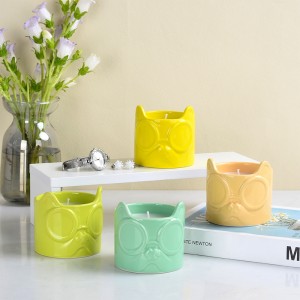 Table Votive Holder Ceramic Dog Head Sunglasses Shaped 75mm Candle Holder
