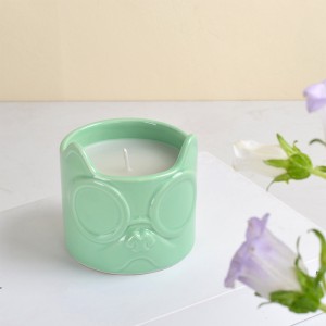 Table Votive Holder Ceramic Dog Head Sunglasses Shaped 75mm Candle Holder