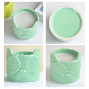 Table Votive Holder Ceramic Dog Head Sunglasses Shaped 75mm Candle Holder