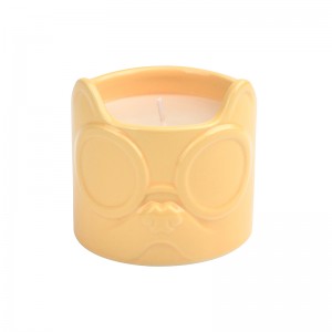Table Votive Holder Ceramic Dog Head Sunglasses Shaped 75mm Candle Holder