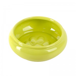 ODM Pet Accessories Cut Cylinder Belly Shape Fishbone Embossed Decorations Ceramic Cat Dog Food Bowl