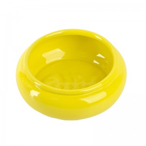ODM Pet Accessories Cut Cylinder Belly Shape Fishbone Embossed Decorations Ceramic Cat Dog Food Bowl