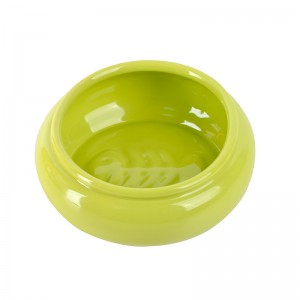 ODM Pet Accessories Cut Cylinder Belly Shape Fishbone Embossed Decorations Ceramic Cat Dog Food Bowl
