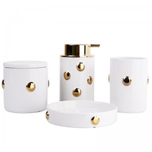 Modern White 4-Piece Button Design Ceramic Bath Set
