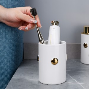 Modern White 4-Piece Button Design Ceramic Bath Set