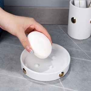 Modern White 4-Piece Button Design Ceramic Bath Set
