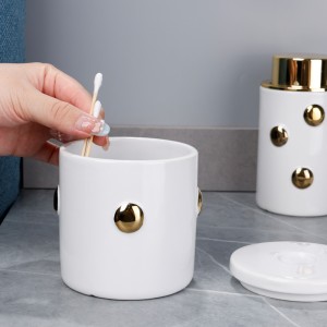 Modern White 4-Piece Button Design Ceramic Bath Set
