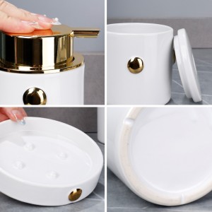 Modern White 4-Piece Button Design Ceramic Bath Set