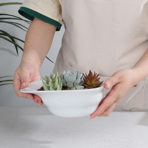 Modern Decorative High-Quality Ceramic Hat-Shaped Flowing Line Relief Flower Pot