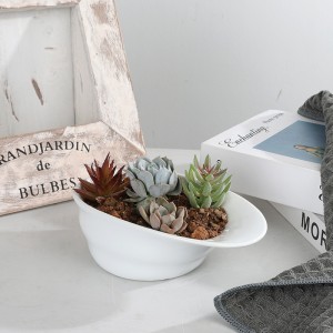 Modern Decorative High-Quality Ceramic Hat-Shaped Flowing Line Relief Flower Pot