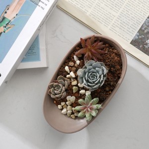 Modern Decorative High-Quality Ceramic Hat-Shaped Flowing Line Relief Flower Pot