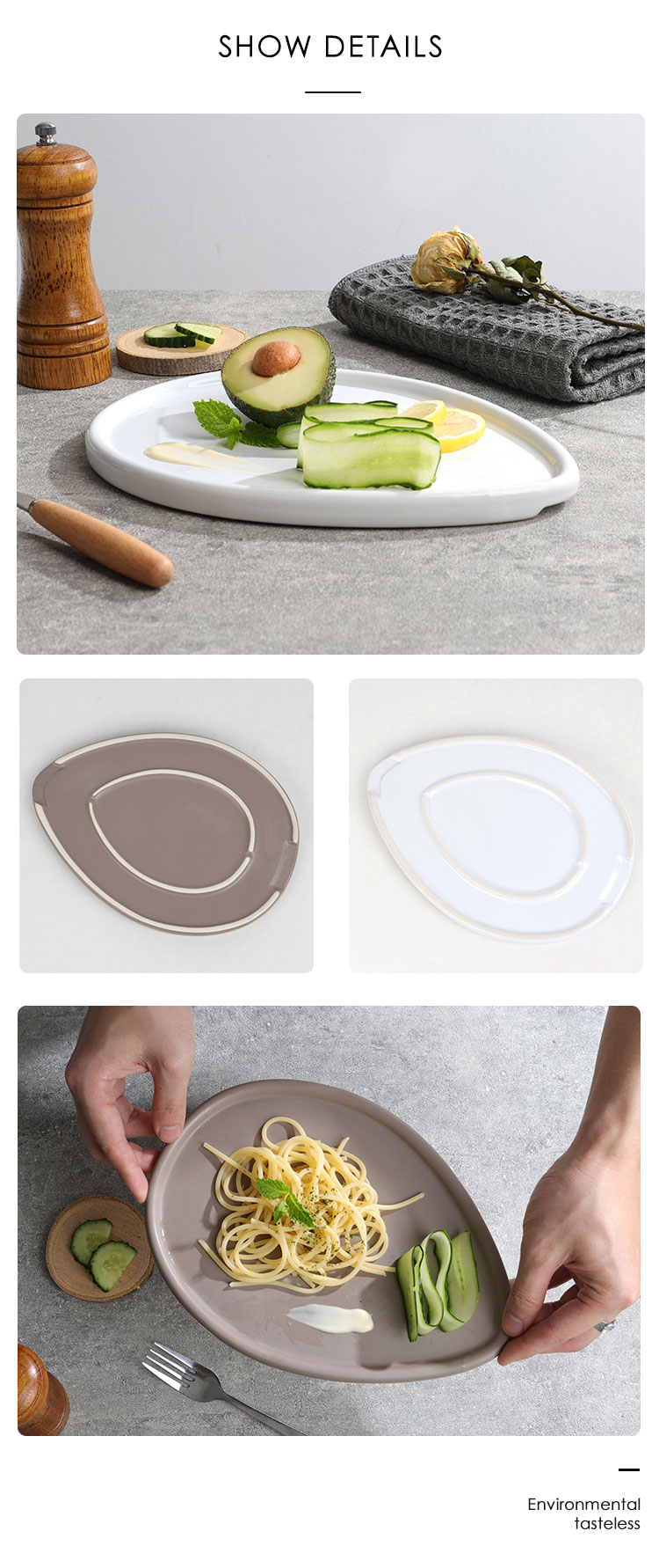 Ceramic-Glazed Waterdrop-Shaped-Breakfast-Plate-XQ (4)