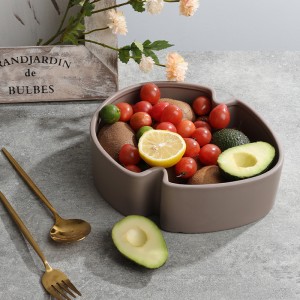 ODM Modern Glazed Elegance Ceramic Leaf-Shaped Dining Bowl