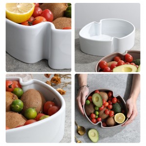 ODM Modern Glazed Elegance Ceramic Leaf-Shaped Dining Bowl