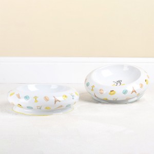 ODM Easy-To-Clean Cut Decal Round Non-Toxic Ceramic Pet Feeding Bowl