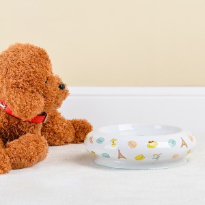 ODM Easy-To-Clean Cut Decal Round Non-Toxic Ceramic Pet Feeding Bowl
