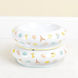 ODM Easy-To-Clean Cut Decal Round Non-Toxic Ceramic Pet Feeding Bowl