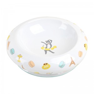 ODM Easy-To-Clean Cut Decal Round Non-Toxic Ceramic Pet Feeding Bowl