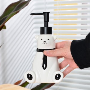 Factory Supplier Decorations White 3-Piece Ceramic Polar Bear Soap Dispenser Bathroom