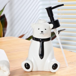 Factory Supplier Decorations White 3-Piece Ceramic Polar Bear Soap Dispenser Bathroom