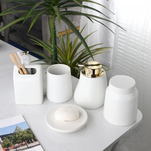 5-Piece Ceramic Soap Dispenser Full Set Bathroom Accessories