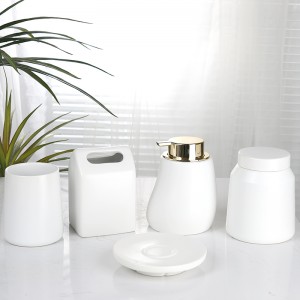 5-Piece Ceramic Soap Dispenser Full Set Bathroom Accessories