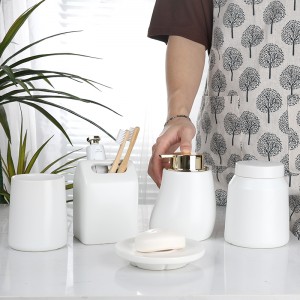 5-Piece Ceramic Soap Dispenser Full Set Bathroom Accessories