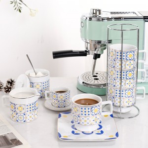 Custom Logo Stackable Ceramic Coffee Mug with Rack