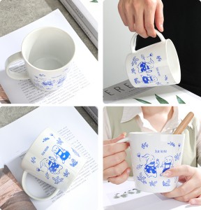 Modern Unique Classic Bunny Decals Ceramic Wide-Mouth Gift Mug