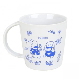 Modern Unique Classic Bunny Decals Ceramic Wide-Mouth Gift Mug