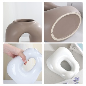 High-Quality Modern Decorative Ceramic Round Tube Fluid Creative Vase