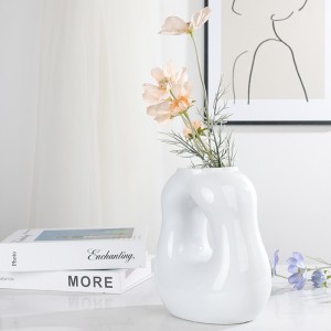High-Quality Modern Decorative Ceramic Round Tube Fluid Creative Vase