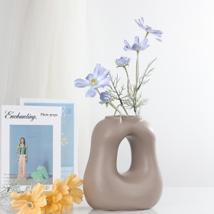 High-Quality Modern Decorative Ceramic Round Tube Fluid Creative Vase
