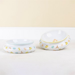 ODM Personalized Pet Accessories Cut E Decal Round Durable Ceramic Pet Food Bowl