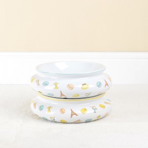 ODM Personalized Pet Accessories Cut E Decal Round Durable Ceramic Pet Food Bowl