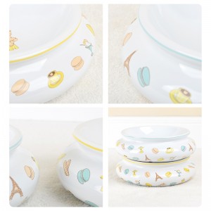 ODM Personalized Pet Accessories Cut E Decal Round Durable Ceramic Pet Food Bowl