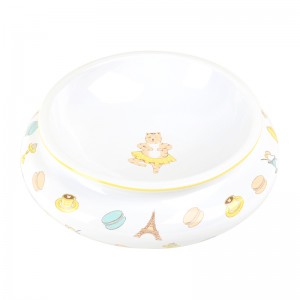 ODM Personalized Pet Accessories Cut E Decal Round Durable Ceramic Pet Food Bowl