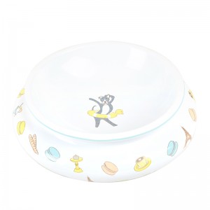 ODM Personalized Pet Accessories Cut E Decal Round Durable Ceramic Pet Food Bowl